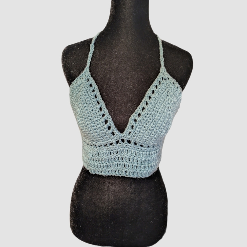 Handmade Crochet Boho Crop top/Bralette Size Small Festival Boho Y2K Hippie